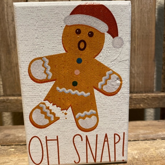 Oh Snap Gingerbread Man Wood Sign, Small Christmas Decor For Tier Trays - Picture 5 of 9